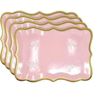 10  Rectangle Paper Trays with  Rim 9x13 Disposable Cardboard Platters for Dessert Display  Shower Birthday Wedding Party