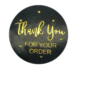 Sticker for Sealing Envelopes and Decorating Gifts Black & Golden 500 pcs per Roll Easy to Use Peel and Stick for Quick Seal or Decoration