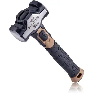 Drilling Hammer, 3 lbs Sledge hammer with Bi-Material Shock Absorbing & Vibration Dampening Handle, 3% Donated to Veterans, Black/Tan