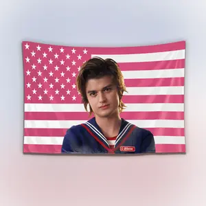 Steve Harrington Pink Tapestry, Stranger Things Wall Hanging Decor, Retro TV Show Art Banner, Bedroom Fandom Wall Art, Gift for Fans