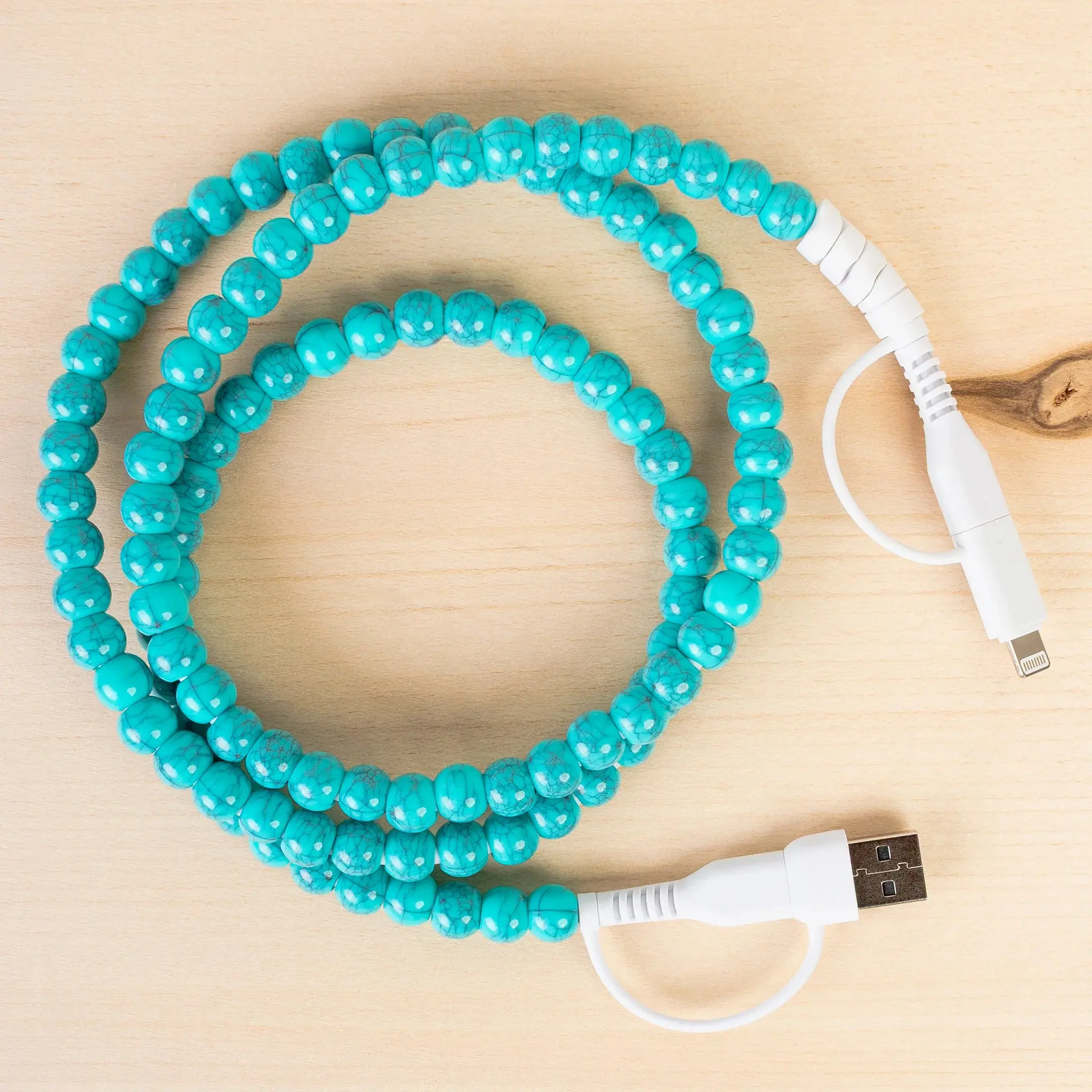 Turquoise Beaded Charging Cable