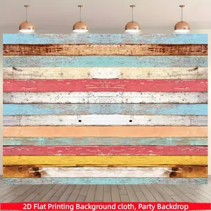 Colorful wood-textured background banner, a soft and rustic Easter wood backdrop, made of polyester fabric, suitable for photo booths, parties, birthdays, celebrations, and indoor/outdoor family birthday party decorations, front porches, patios, garages