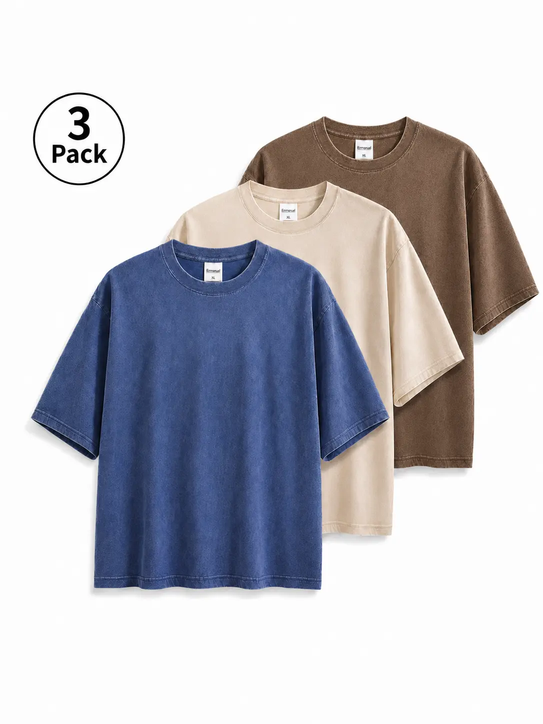 Men's 3-Pack Short-Sleeve Crewneck  - 100% Cotton, 230GSM, Washed Vintage, Oversized Unisex Menswear Basic Tops for Casual Outfits,  loose fashion tee trendy sleeve top streetwear short sleeve top attire t-shirt tshirt