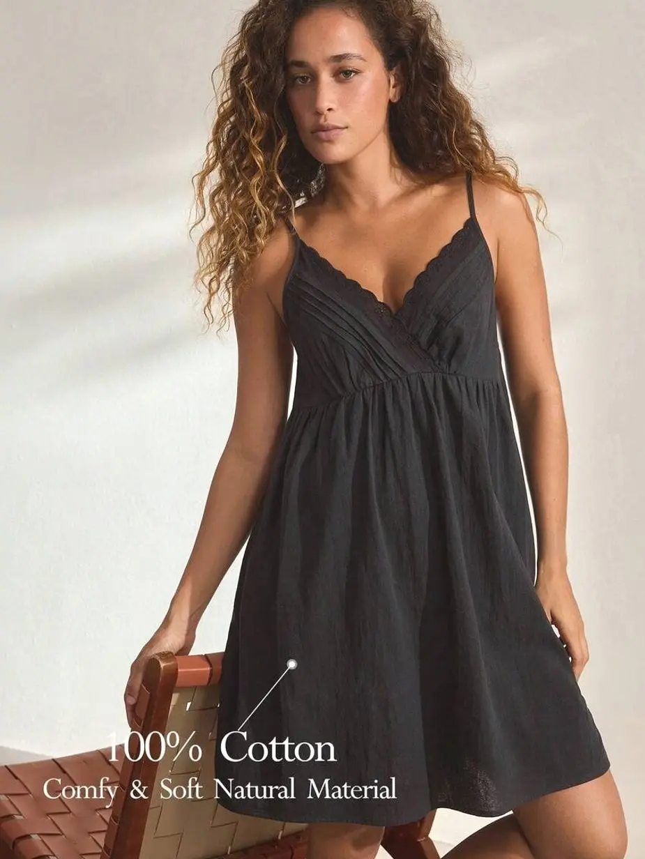 Ocili Women's Solid Color Casual Camisole Dress For Home Wear