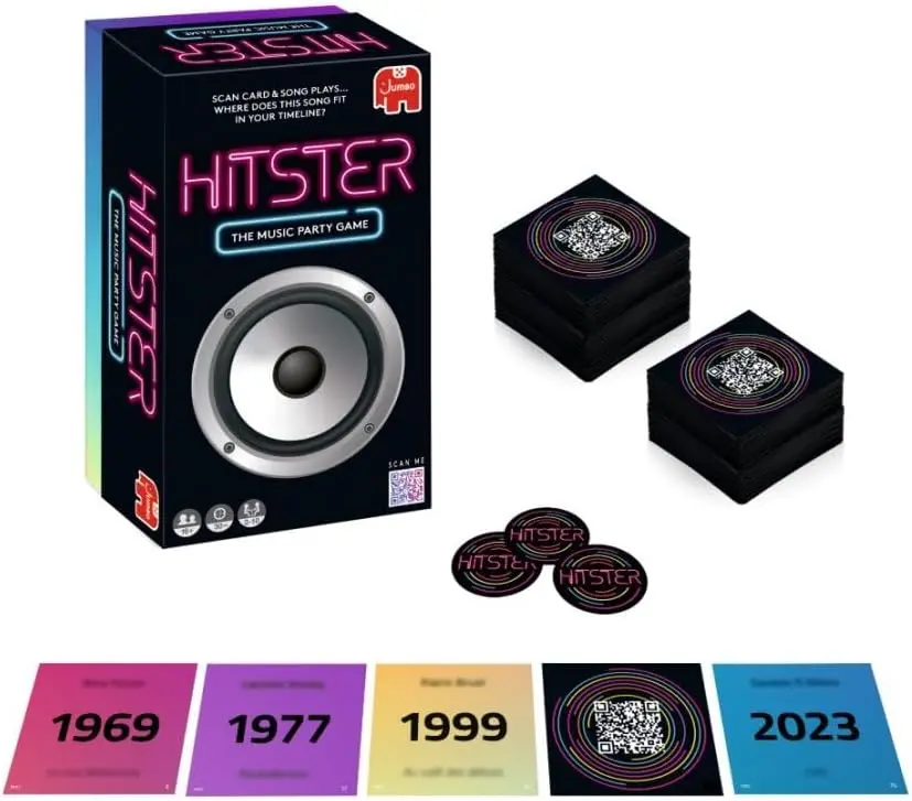 Jumbo Hitster - The Music Party Card Game, Fun Music Quiz Card Game, 2-10 Players - 300 Plus Iconic Music Hits - Great for Adult and Family Game Nights (US Edition)