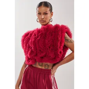 MODERN JAM SWEATSHIRT WITH TULLE IN BURGUNDY