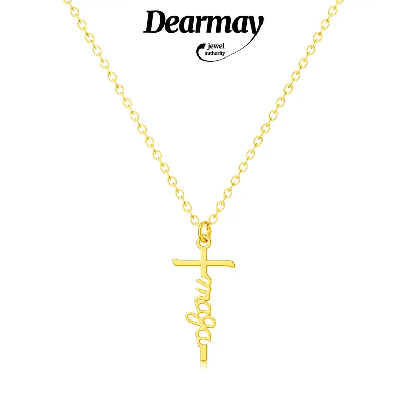 Dearmay Women's Elegant Gold Plated Cross Faith Costume Necklace - Adjustable Chain, Classic Geometric Design, Sturdy Hypoallergenic Metal Coating, Flexible Lobster Clasp, Never Get Tarnished, Gift Box Packaging, Party/Trump-Themed Easter Gift