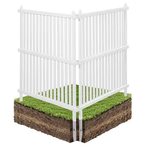 【FathersDayGift】VEVOR 2 Panels Outdoor Privacy Screen, 36 x 45 in Air Conditioner Fence with 19.7 in Ground Stakes, Pool Equipment Enclosure, Strip Vinyl Privacy Fence, Ideal for Trash Can and A/C Units, White