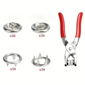 Buttons & Pliers Tool Kit, Including 100pcs Metal SewingButton & 1count Snap Fastener Pliers Set, Easy DIY ClothesSewing Accessories, Sewing Supplies Crafts