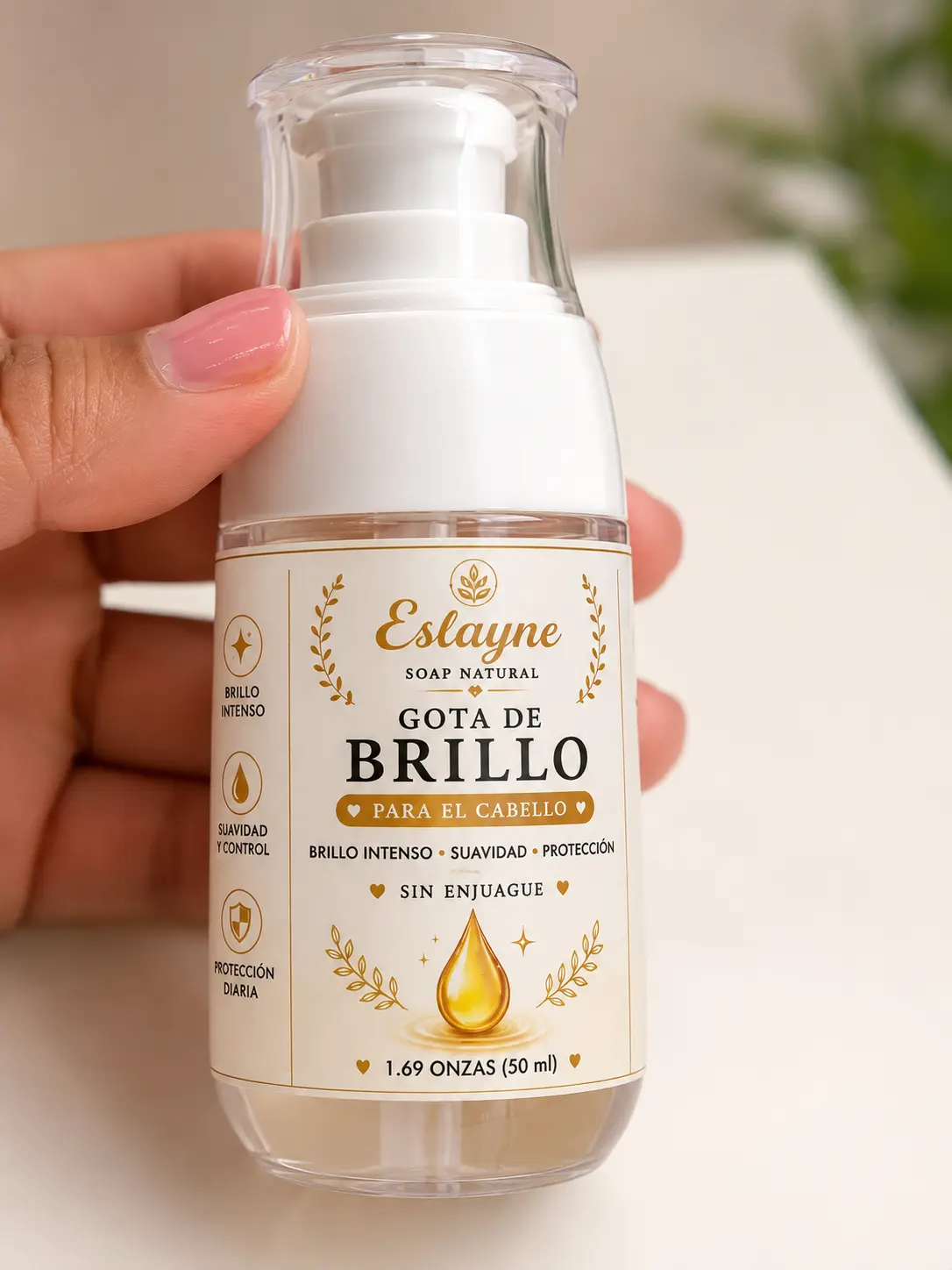 Gota de Brillo para el Cabello | Suavidad y Control del Frizz | Sin Enjuague | 1.69 oz (50 ml)