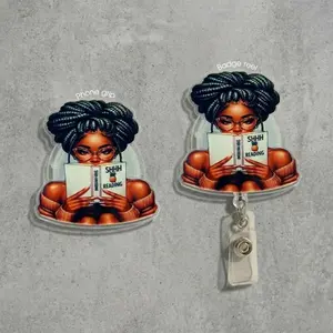 Bookish Girl Shhh I’m Reading Kindle Grip & Badge Reel, Books Lover Accessories, Phone Holder For Her, Melanin Girl With Book, Cute Reading Gift