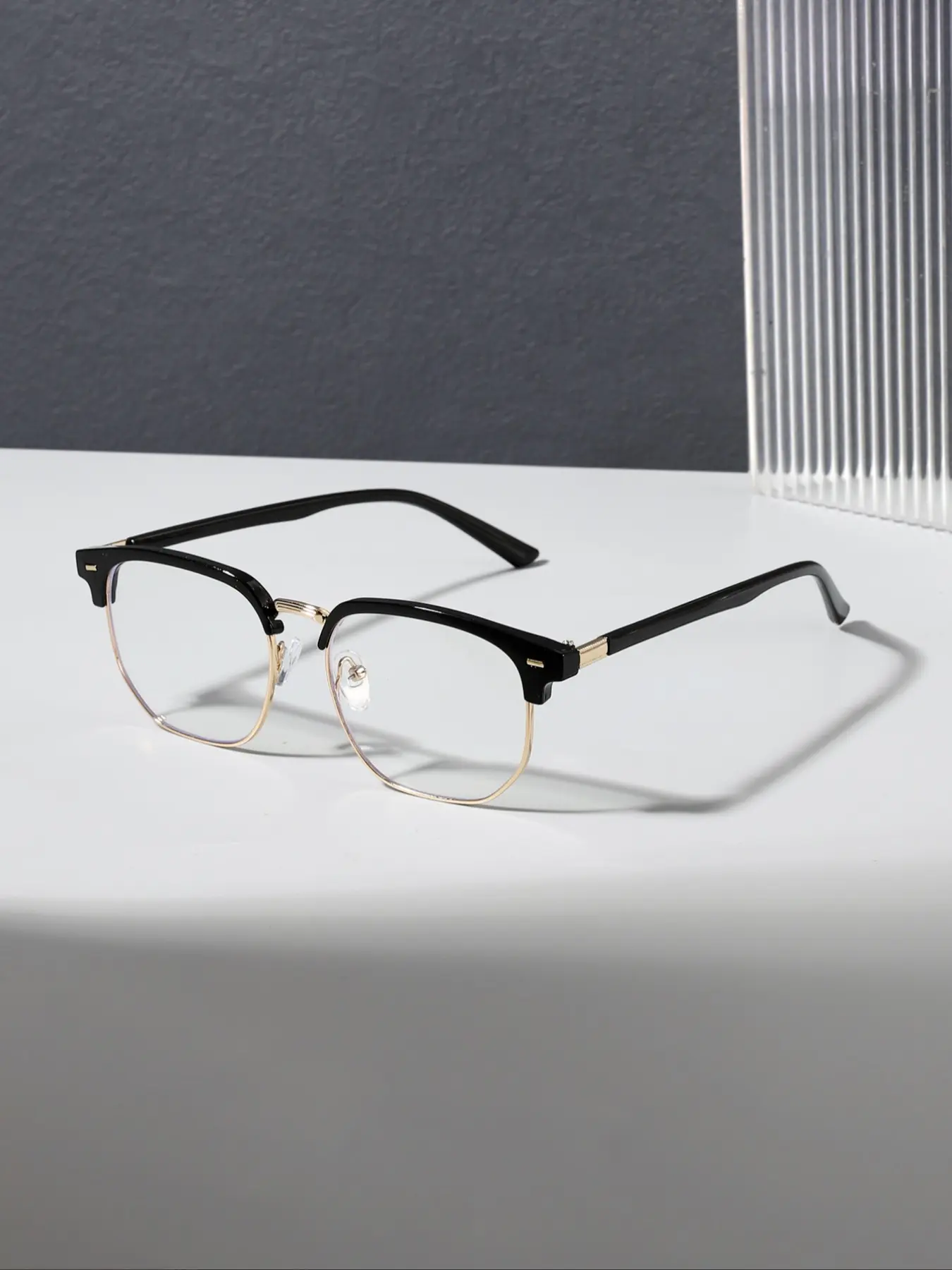 Fashion Metal Half Frame Business Style Rectangular Glasses for Men & Women, All-Season Wearable Eyewear, Daily Use Accessories, Fashionable Frames Glasses, Stylish Glasses