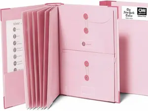 Important Document Organizer Pink Ring Binder with Guide Tabs Acid-Free 10-Pocket Folder for Home Records Legal & Medical Files