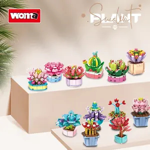 Succulent Building Blocks Set DIY Mini Potted Plant Bricks Kit Lego-Compatible Creative Assembly Toys for Home Desk Decor Stress Relief Gifts for Kids Adults Plant Lovers