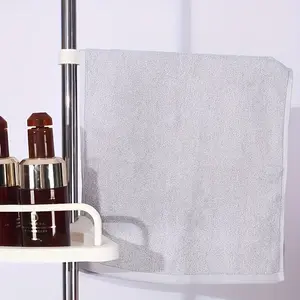 4-Tier Bathroom Corner Shelf with Rotating Towel Bar, Adjustable No-Drill Installation Stainless Steel Frame, Hanging Shelf for Shower Storage and Organization, Floating Bathroom Storage Shelf