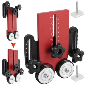 Double Wheel Bearing Stock Roller Aluminum Alloy Woodworking Stock Roller Guide with 2 Sliding Block Adjustable Featherboard Table Saw Jig Feeding Guide Roller for Table Saw