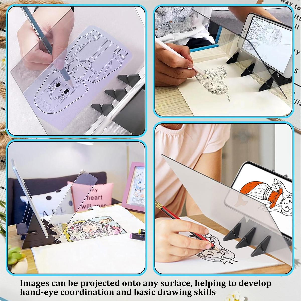 Optical Drawing Board, Portable Optical Copy Pad & Drawing Projector, Adjustable Lens Image Layout Tool | Portable Tracing Pad, Easy to Track Drawing Tool for Smartphone & Tablet, Art Supplies for Artists & Enthusiasts