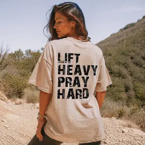 Lift Heavy Pray Hard Christian Gym T Shirt, Trendy Workout Shirt Gift For Faithful Fitness Friends