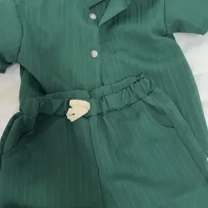 Boys Summer Casual Set, Turn-Down Collar Short Sleeve Shirt, Elastic Waist Side Pockets Shorts, Comfortable Two-Piece, Children