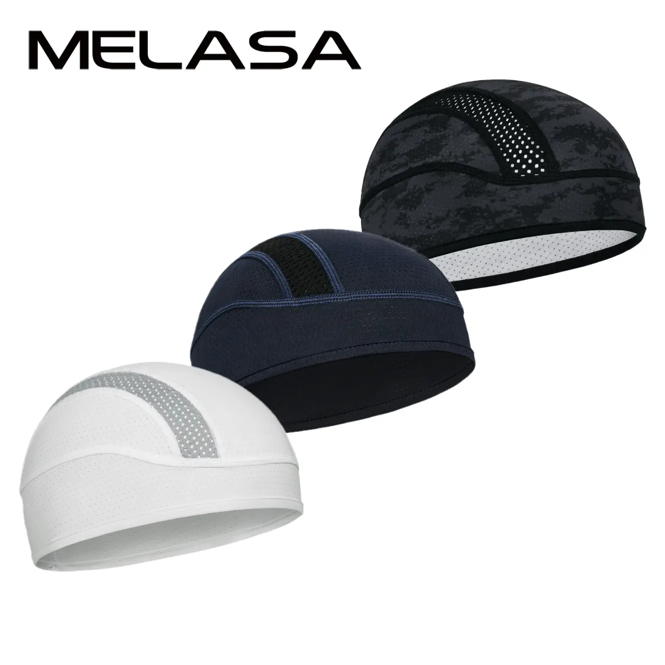 MELASA Cooling Skull Cap 3/4 Pack, Ultra Breathable Helmet Liner for Motorcycle, Cycling, Running, Hard Hat & Gym Workouts