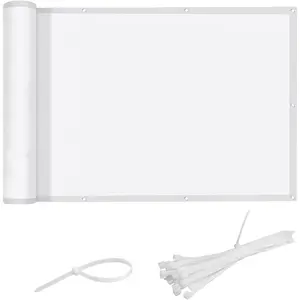 Waterproof balcony privacy screen cover white 3 x15 opaque fence covering privacy 100 polyester fabric uv protection shield for apartment railingoutdoor patio deck porch