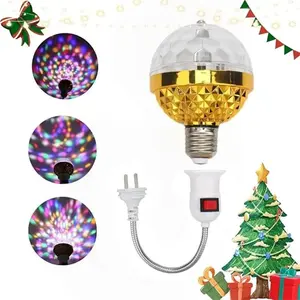 RGB Colorful Rotating Magic Ball Light, Plug-and-Play LED Spinning Strobe Bulb, Cool Disco Stage Ambiance Lamp for Bedroom, Party & Holiday Decor