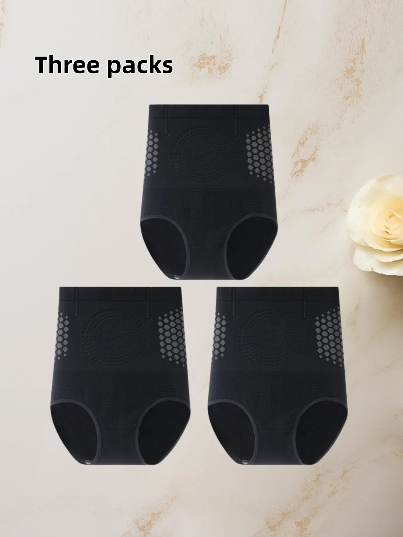3-Pack High-Waisted Seamless Briefs, Options, Comfortable Sporty Design, All-Season Wear, No Chafing, China Origin, Underwear, Panties