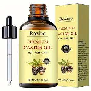 ROZINO Pure Cold-Pressed Jamaican Black Castor Oil - Multi-Use Treatment for Thicker Hair Growth, Eyelash Enhancement & Skin/Nail Care - Hexane-Free, Undiluted Formula for Men & Women - 3.0fl.oz Glass Dropper Bottle