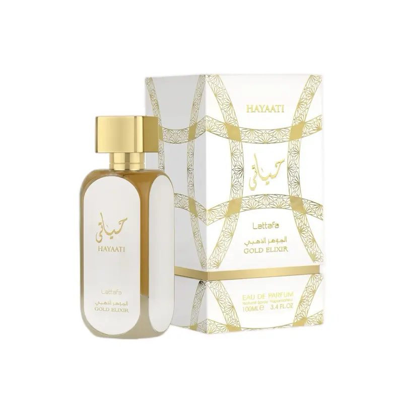 Lattafa Hayaati Gold Elixir Eau De Parfum Spray for Unisex 3.4 Ounce Exclusive Luxury Fragrance with Bergamot Cassis & Grapefruit Notes