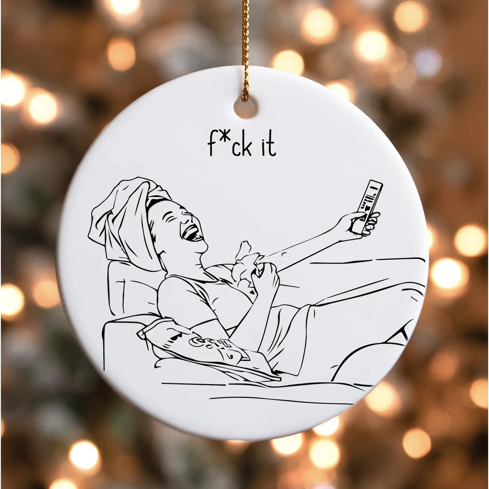 F*ck It Christmas Ornament | Funny Holiday Decor | Hilarious Gift for Moms | Christmas Gift for Women | Chaotic Christmas