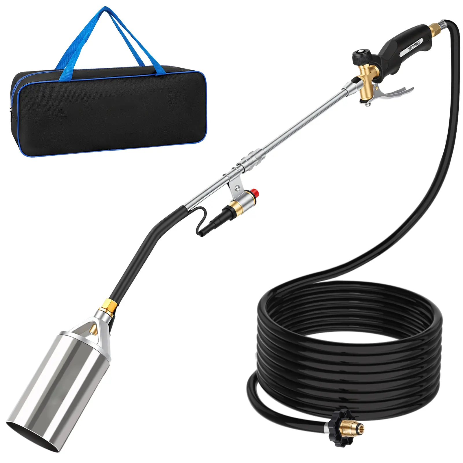 Propane Torch Weed Burner,Blow Torch,Heavy Duty,High Output Flamethrower with Turbo Trigger Push Button Igniter and 10 FT Hose for Roof Asphalt,Ice Snow,Road Marking