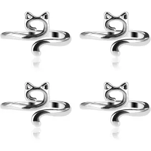 4 count Adjustable Crochet Tension Ring for Finger,  Shape Metal Open Guide Tension Ring for Crocheting, Crochet Loop Rings Braided Faster Knitting Thimbles Supplies For Women Mother -