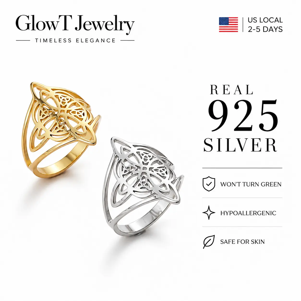 925 Sterling Silver Witch Knot Ring, Celtic Triquetra Protection Amulet, Openwork Gothic Wiccan Style, Adjustable Wide Band, Dark Academia Mystical Jewelry, Daily Ritual Companion, Witchy Statement Ring for Modern Witches