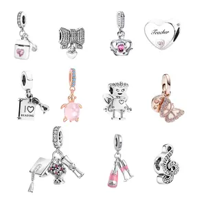 Sterling Silver 925 Bracelet Charms – Heart, Love, Mom, Cute Dangle Charms}