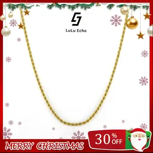 LuLuEcho 14 Real Gold-Plated Rope Chain Necklace For Women ande Men,Upgraded Shine,Faceted Cut,Tarnish-Free,2mm-6mm,14"-25" Jewelry