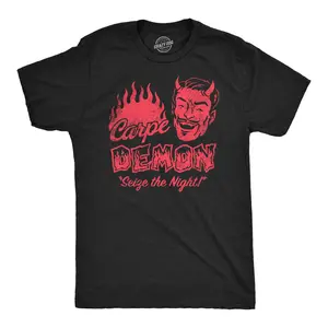 Mens Funny T Shirts Carpe Demon Sarcastic Halloween Graphic Novelty Tee for Men Mens Funny T Shirts Cool Vintage Fashion T-Shirt Gift Classic Menswear Halloween Apparel for Men Funny Sarcastic Short Sleeve Black -
