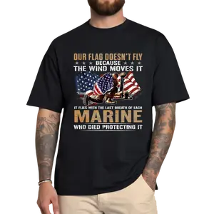 Patriotic American Flag Marine T-Shirt - USMC Veteran Memorial Day Tee - Military Hero Tribute Shirt