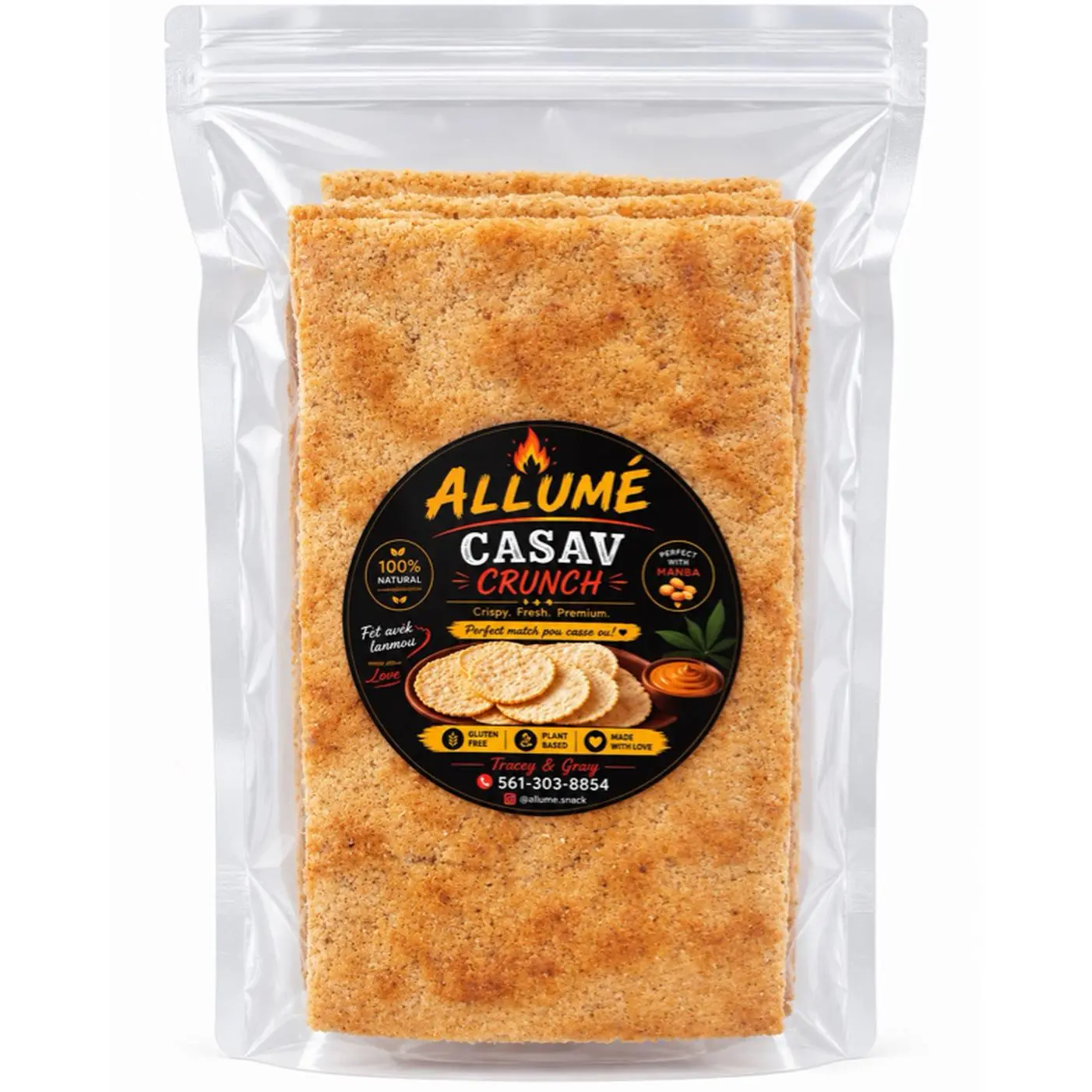 Allume Casav Crunch - Authentic Haitian Snack, Crispy & Delicious, Perfect with Manba, Light & Satisfying, Ideal for Everyday Snacking