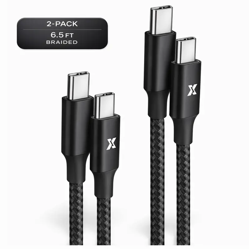 XEVIO 2-Pack 240W 6.5FT USB-C to USB-C Premium Nylon Braided Fast Charging Cable, Compatible with iPhone 17 / 16 / 15 Series & Samsung Galaxy A17/A16/A15/A26/A36/A56, S25/S24/S23/S22/S21/S20, Note 20