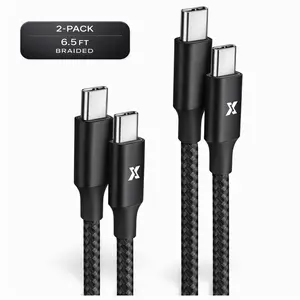 XEVIO 2-Pack 240W 6.5FT USB-C to USB-C Premium Nylon Braided Fast Charging Cable, Compatible with iPhone 17 / 16 / 15 Series & Samsung Galaxy A17/A16/A15/A26/A36/A56, S25/S24/S23/S22/S21/S20, Note 20