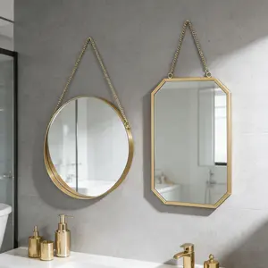 Wall Mounted Full Length Modern Linear Mirror for Bathroom Dorm Room, No Drilling Needed, Makeup Vanity Mirror