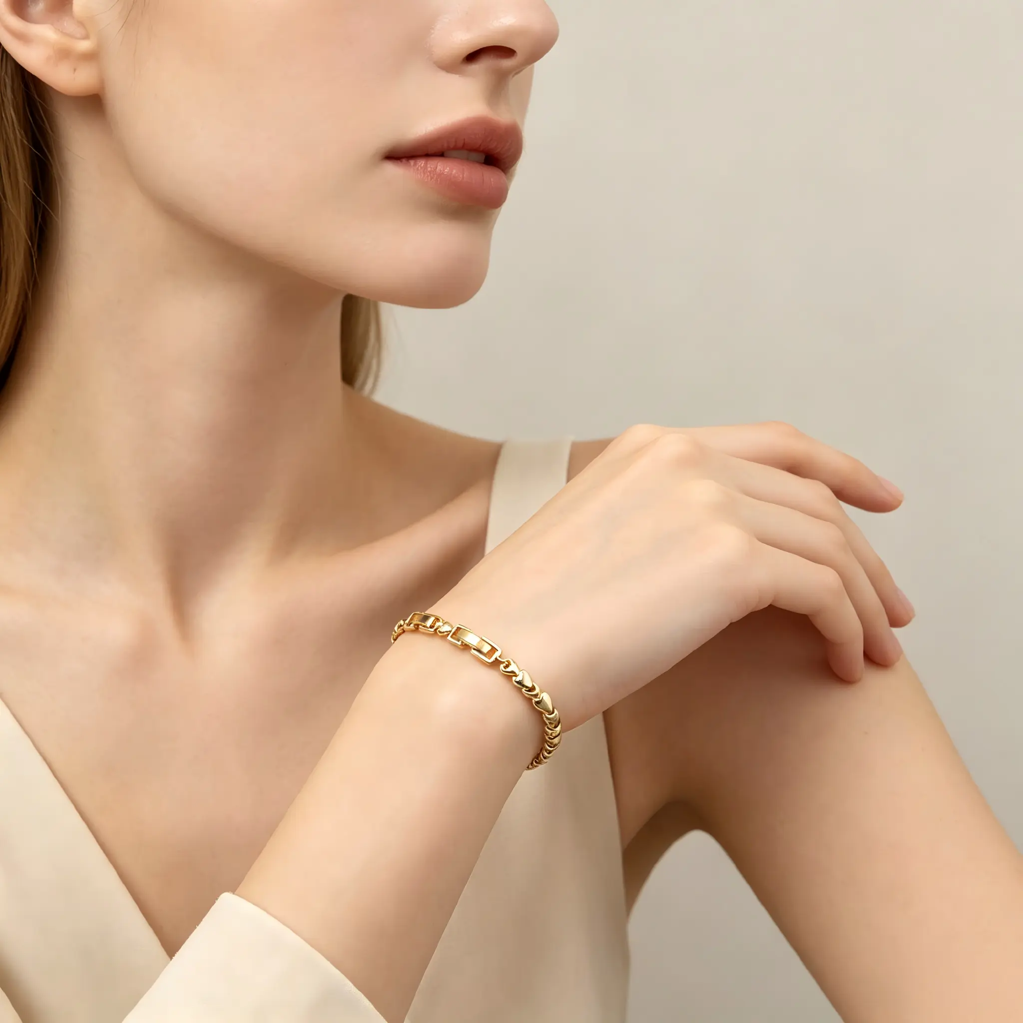 14K Gold Plated Twisted Wheat Chain Bracelet for Women, Dainty Smooth Rope Oval Link Adjustable Thin Delicate Minimalist Jewelry Gift