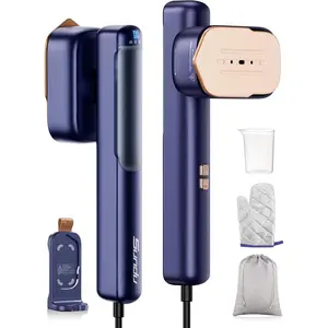 Travel steam iron, 110-240V dual voltage portable 2-in-1 steam iron, mini handheld steam iron, 1100W, large-sized ceramic heating plate, suitable for home, global and European travel