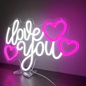 Neon Love Sign with Heart & Affectionate Phrase - Wall Hanging Decor, Switch Controlled, Multi-Purpose Colorful Accent for Home, Office, Cafe, Bedroom - No Battery Needed, Neon Signs for Wall Decor, Bedroom Accent