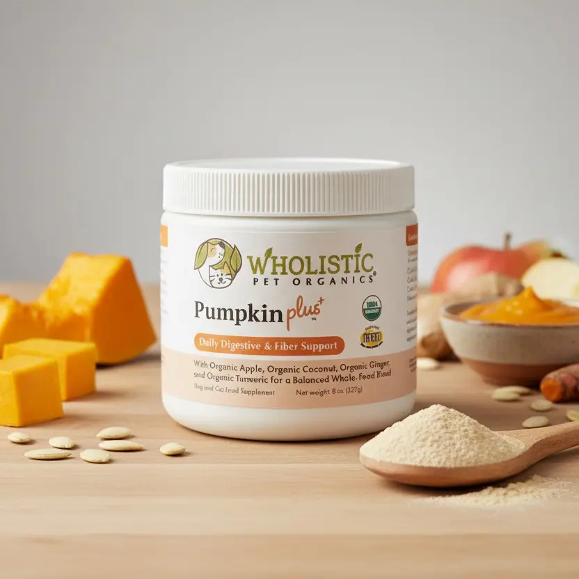 Wholistic Pet Organics Pumpkin Plus Organic Digestive and Fiber Support Supplement for Dogs and Cats 8 oz Probiotics