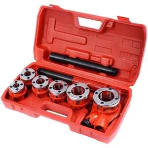 Ratchet Pipe Threader Kit Set Portable W/6 Dies and Case Gas Manual Ratcheting Pipe Threading Tool Set
