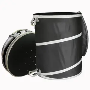 Collapsible Trash Can for Yard Waste & Camping 42 Gallon Pop-Up Garbage Bag with Hard Bottom & Zipper Lid Heavy Duty Reusable Outdoor Trash Can for Lawn Care Garden RV Indoor Storage Durable