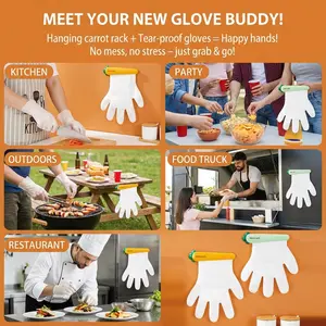 Outdoor/BBQ/Seafood/Kitchen– 100 PCS Disposable Gloves and Mounted Glove Dispenser (set of Dispenser and disposables Gloves)