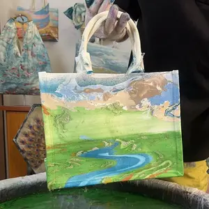 Handmade Marble Pattern Canvas Tote Bag (Stylish Shopping Bag)