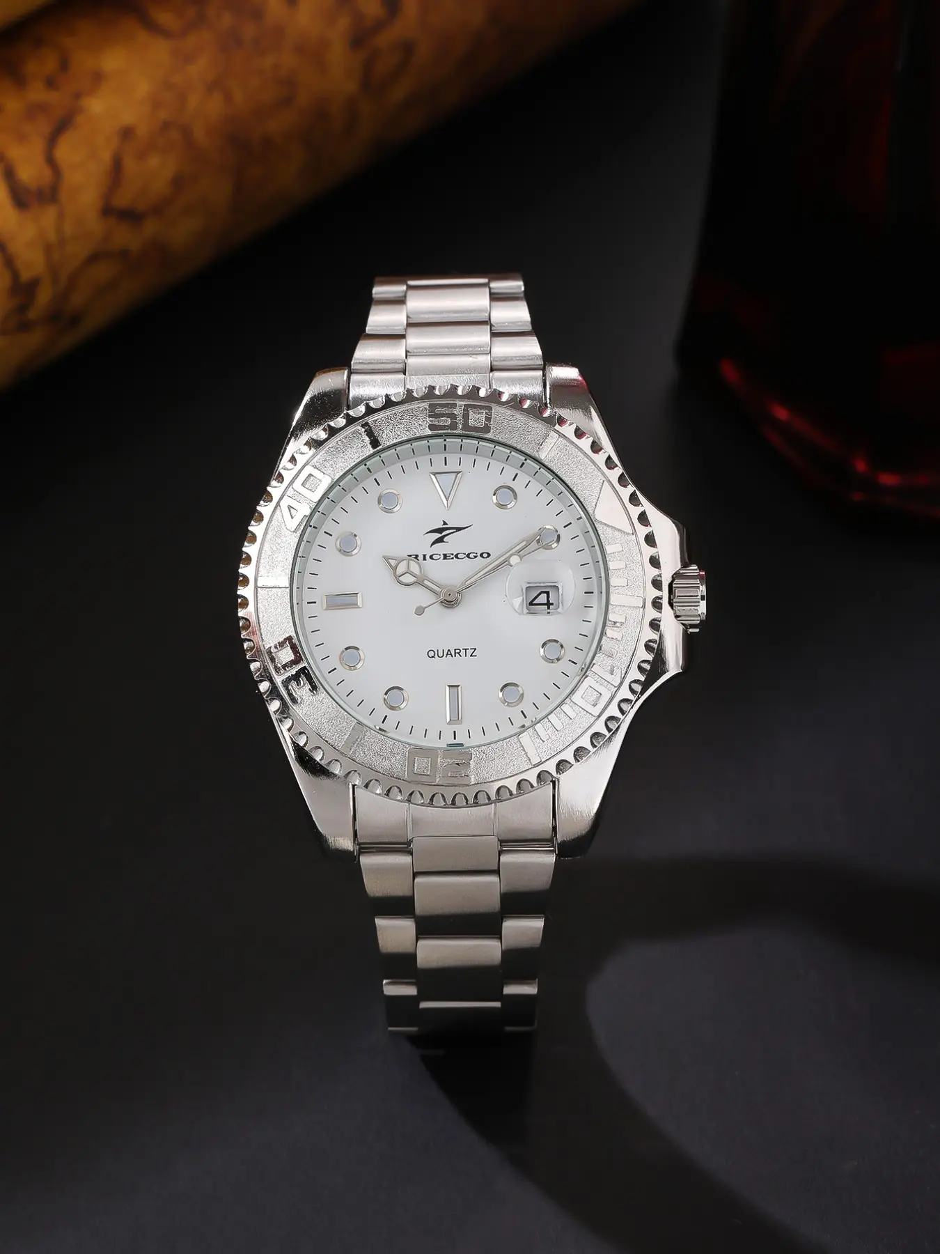 RICECGO Men's Business Wristwatch, stainless steel, quartz analog wristwatch, with date display, a stylish men's accessory, perfect for daily commuting, gift-giving, and Father's Day gifts, Quartz Watches